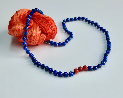 Collier "Lazuli" avec perles de corail rouge