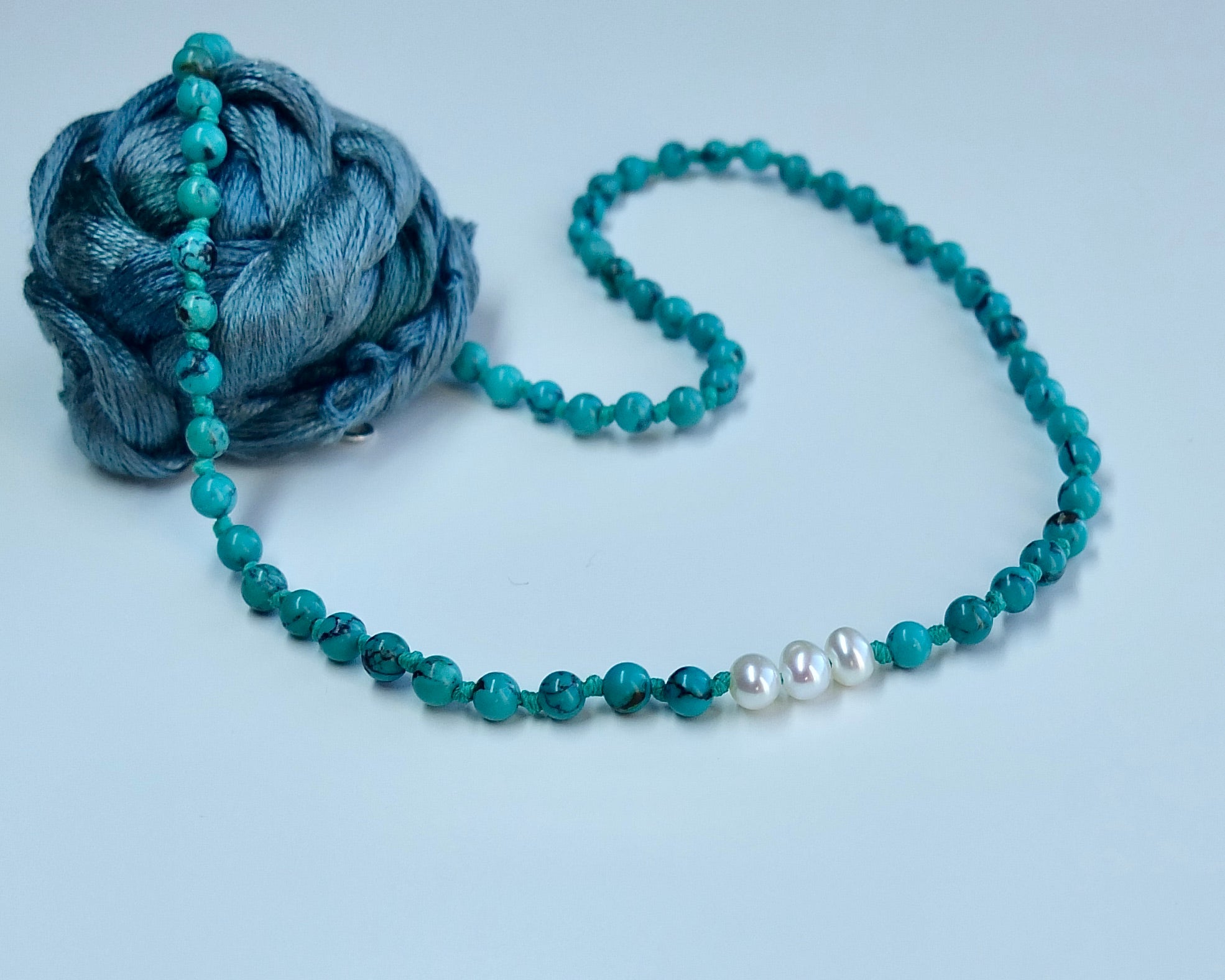Collier "Turquoise" avec perles d'eau douce